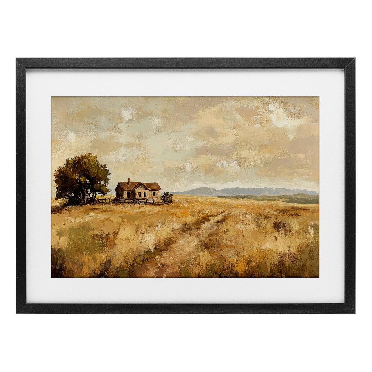 Stupell Industries Western Landscape Farmhouse Hill Framed Print Under Glass, design by Petal Prints Design